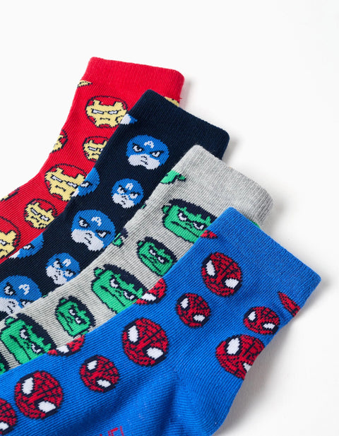 Pack of 4 pairs of socks with Marvel prints for boys, multicolour