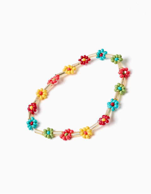 Bracelet with floral beads for girls, multicolour
