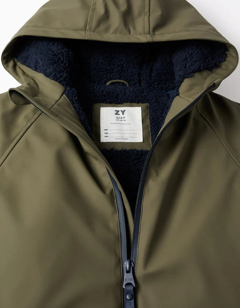 Hooded Parka with Sherpa Lining for Boys, Khaki
