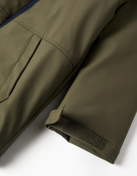 Hooded Parka with Sherpa Lining for Boys, Khaki
