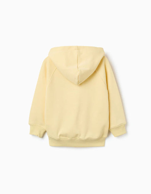 Hooded Cotton Sweatshirt with Kangaroo Pocket for Boys, Yellow