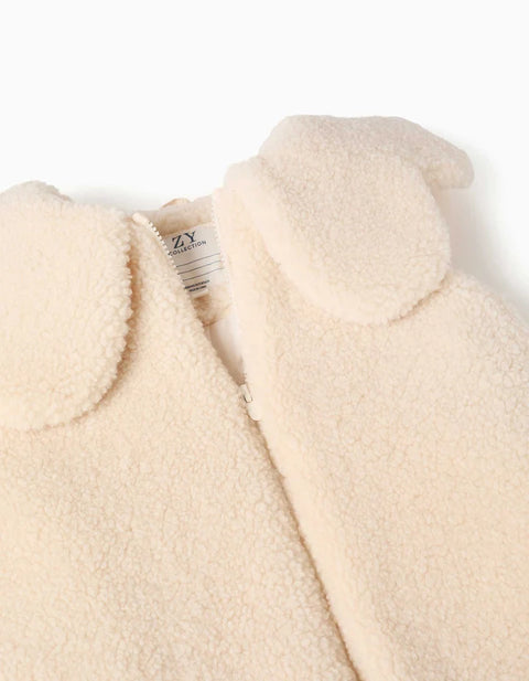 Padded Sherpa Vest with Maxi Collar for Girls, White
