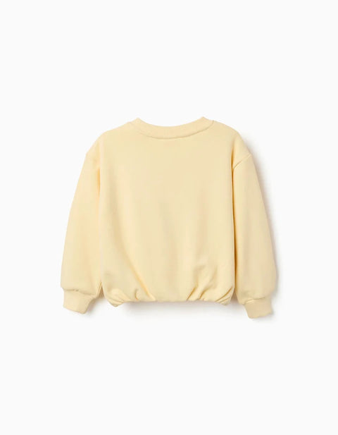 Cotton Sweatshirt with Creativity Print for Girls, Yellow