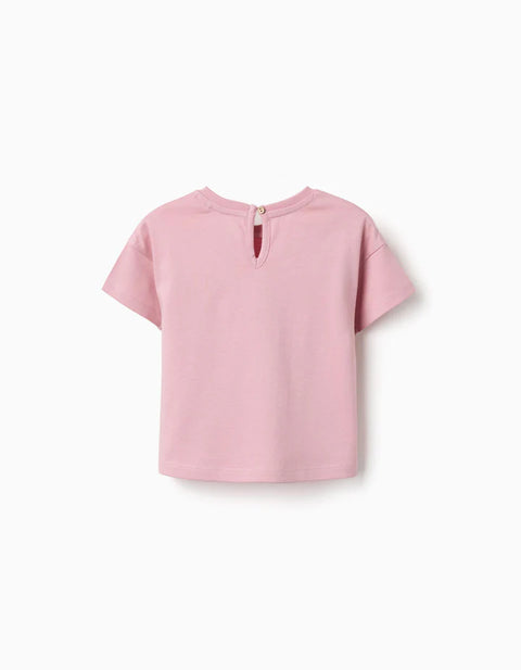 Cotton T-Shirt with Minnie & Figaro Print for Baby Girls, Pink