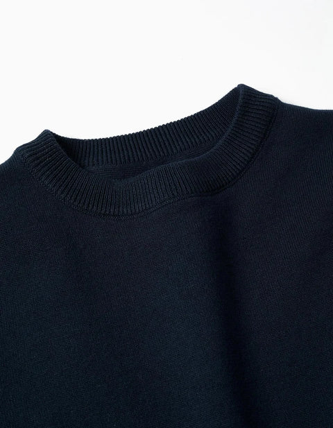 Knitted Jumper with Ribbed Ends for Boys, Navy Blue