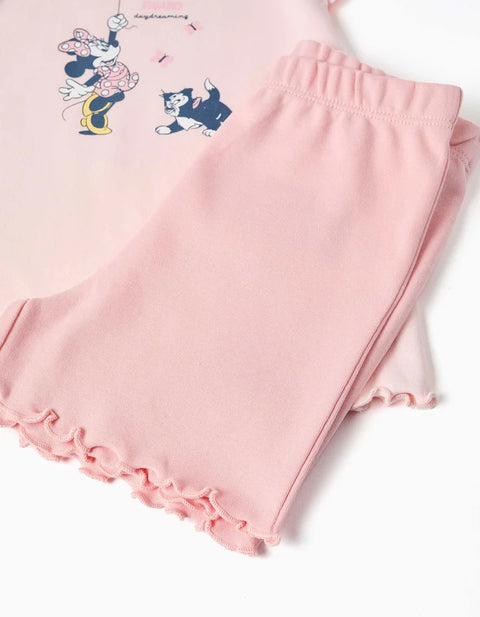 Short Pyjamas with Minnie & Figaro for Newborn and Baby Girls, Pink