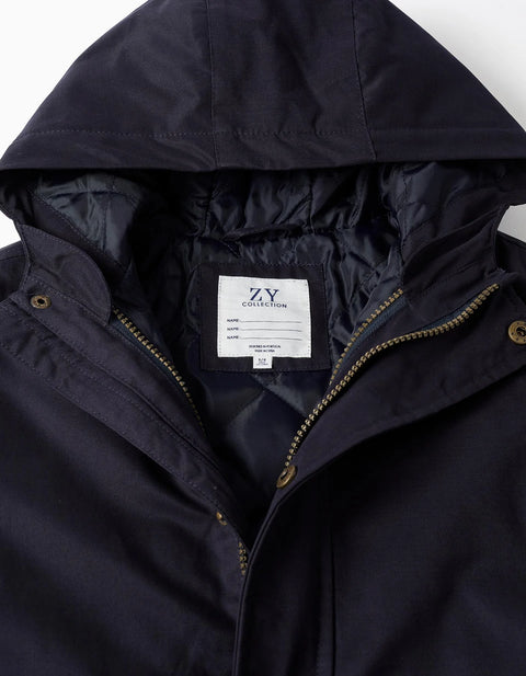 3-in-1 Padded Parka with Hood for Boys, Navy Blue/Dark Green