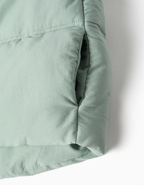 Hooded Quilted Vest with Polar Fleece Lining for Girls, Light Green