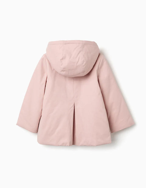 Padded Parka with Detachable Hood and Pockets for Girls, Light Pink