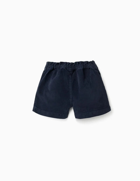 Corduroy Shorts with Ruffled Waist for Baby Girls, Navy Blue