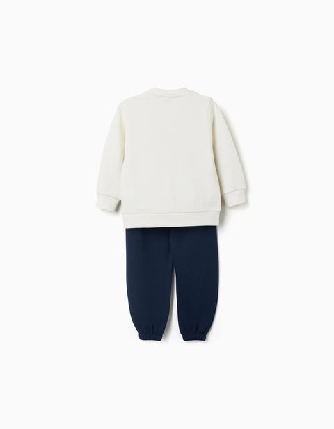 Cotton Jogging Set with Bluey Print for Babies and Children, White/Blue