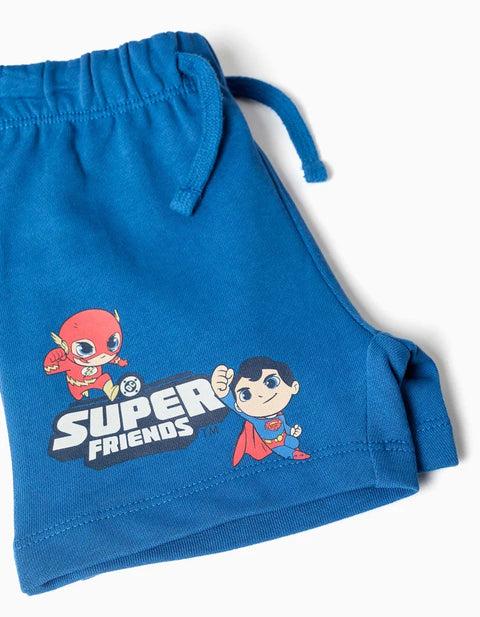 T-Shirt + Shorts with Super Friends Print for Babies and Boys, Multicolour