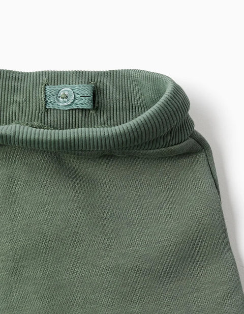 Brushed Joggers with Cargo Pockets and Print for Baby Boys, Green