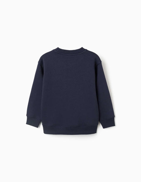 Brushed Sweatshirt with My Home Print for Boys, Navy Blue
