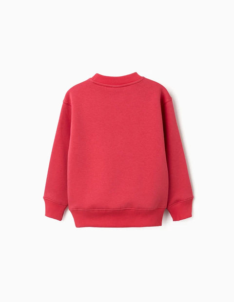 Brushed Sweatshirt with Make Again Print for Boys, Red