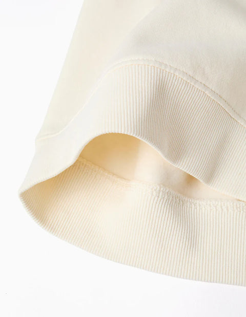 Brushed Hooded Sweatshirt with Print for Boys, White