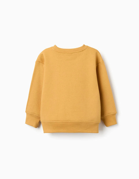 Brushed Sweatshirt with Embossed Print for Boys, Yellow