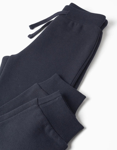 3-Piece Cotton Jogging Set for Boys, Navy Blue/Yellow