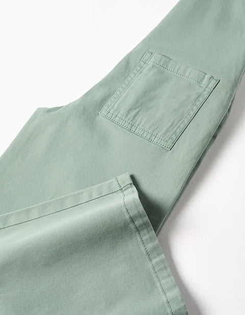 Wide Leg Twill Dungarees for Girls, Light Green