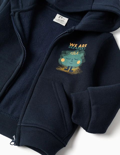3-Piece Brushed Jogging Set for Baby Boys, Navy Blue/Yellow