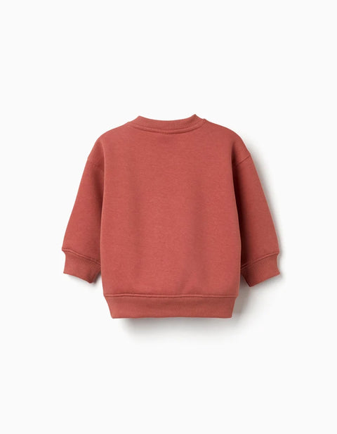 Brushed Sweatshirt with Invisible Dreamers Print for Baby Boys, Terracotta