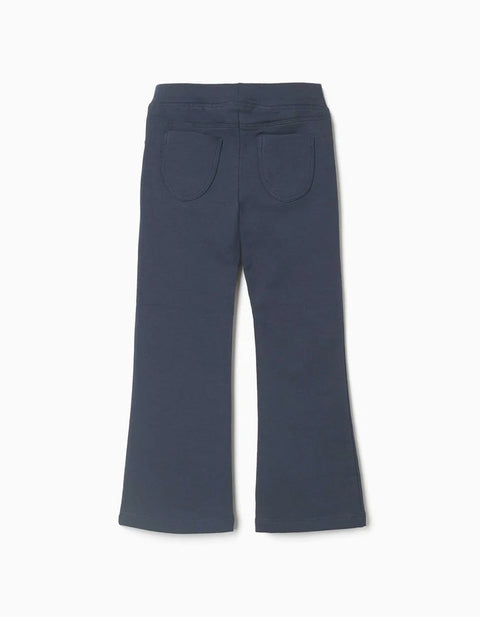 Flared Brushed Jeggings for Girls, Navy Blue