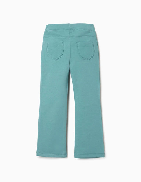 Flared Brushed Jeggings for Girls, Blue-Green