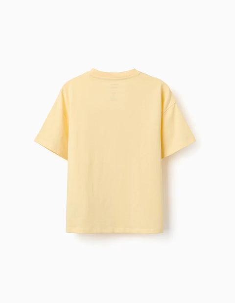Cotton T-Shirt with Minecraft Prints for Boys, Yellow