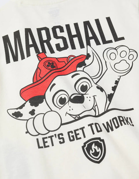 Cotton T-Shirt with Marshall Prints for Babies and Boys, White