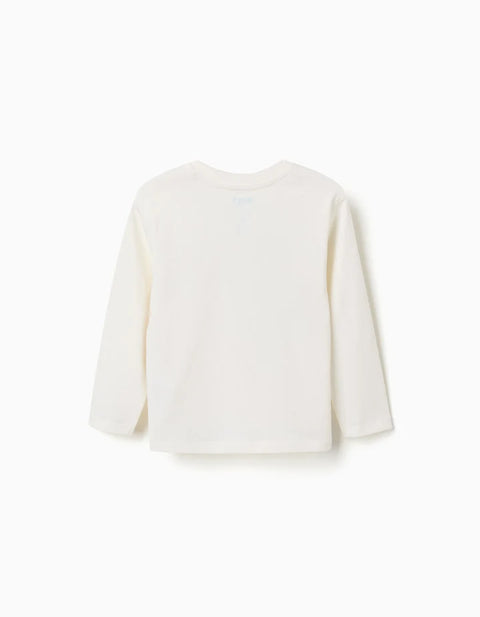 Long Sleeve Cotton T-Shirt Bluey for Babies and Children, White