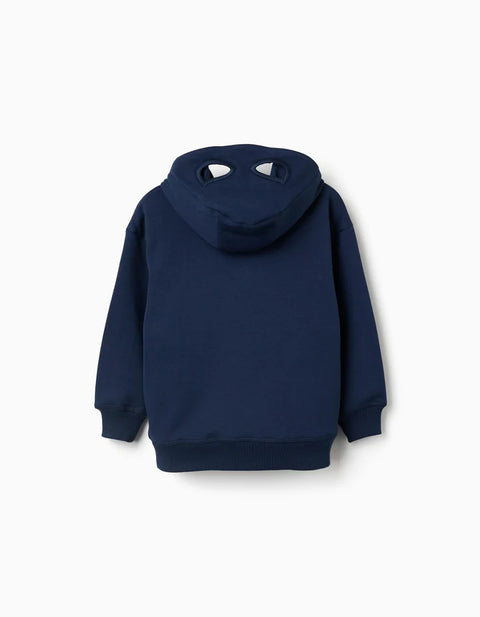 Hooded Brushed Sweatshirt with Spider-Man Print for Boys, Navy Blue