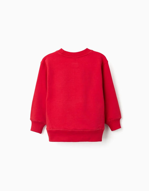 Brushed Sweatshirt with Spider-Man Embossed Print for Boys, Red