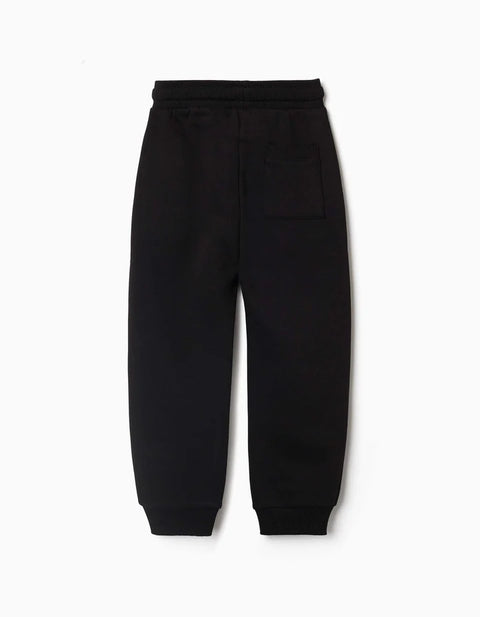 Fleece Joggers with Drawstring and Pockets for Boys, Black