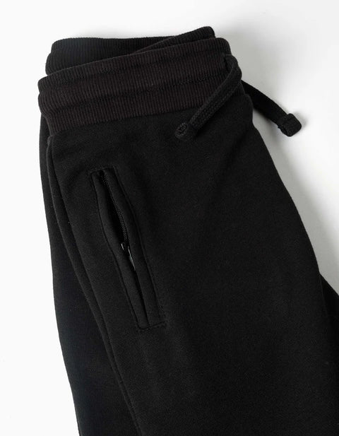 Fleece Joggers with Drawstring and Pockets for Boys, Black