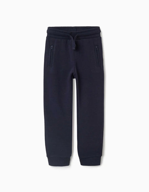 Fleece Joggers with Drawstring and Pockets for Boys, Navy Blue