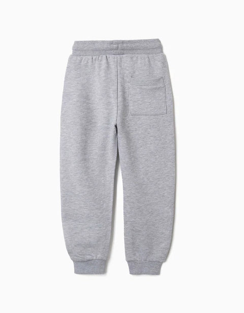 Fleece Joggers with Drawstring and Pockets for Boys, Light Grey