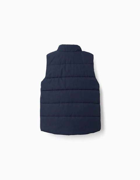 Puffer Vest with Polar Fleece Lining and Pockets for Boys, Navy Blue