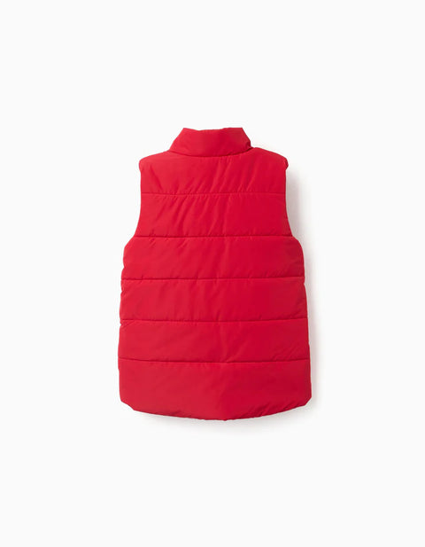 Puffer Vest with Polar Fleece Lining and Pockets for Boys, Red