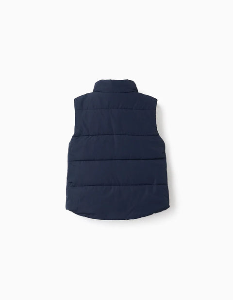 Padded Vest with Fleece Lining and Side Pockets for Babies, Navy Blue