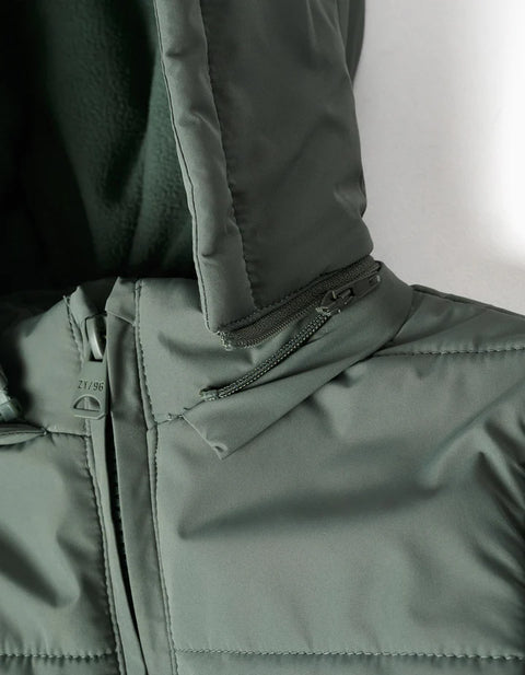Puffer Jacket with Detachable Hood for Baby Boys, Dark Green