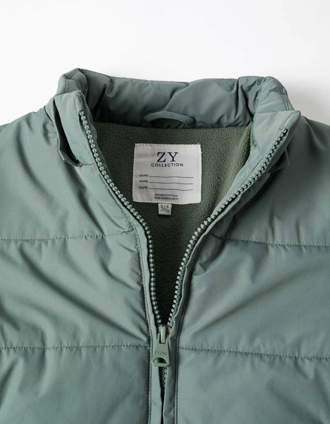 Hooded Puffer Jacket with Fleece Lining for Boys, Dark Green