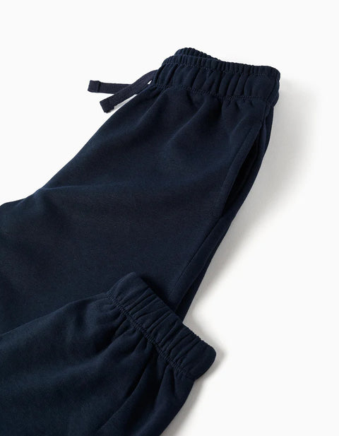 Fleece Joggers with Drawstring and Pockets for Girls, Dark Blue