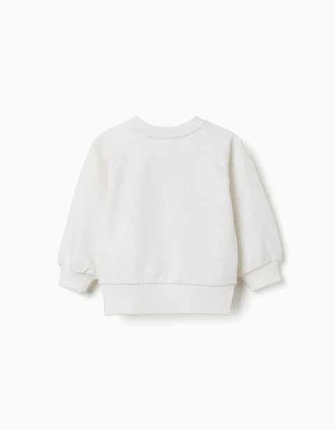 Sweatshirt with Floral Embossed Print for Baby Girls, White/Pink