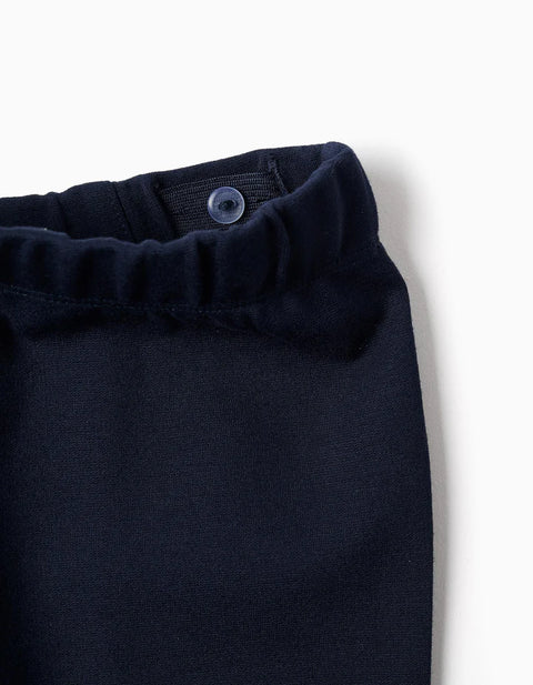 Flared Roma Knit Leggings for Girls, Dark Blue
