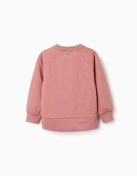 Sweatshirt with Embossed Print Beaux Arts for Girls, Dusty Rose