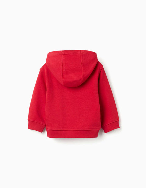 Hooded Sweatshirt with ZY Embossed Print for Baby Boys, Red