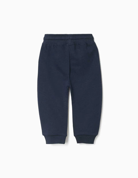 Fleece Joggers with Drawstring and Print for Baby Boys, Navy Blue