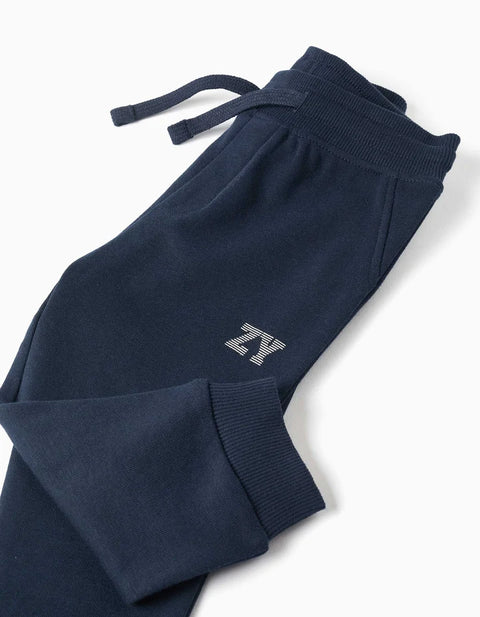 Fleece Joggers with Drawstring and Print for Baby Boys, Navy Blue