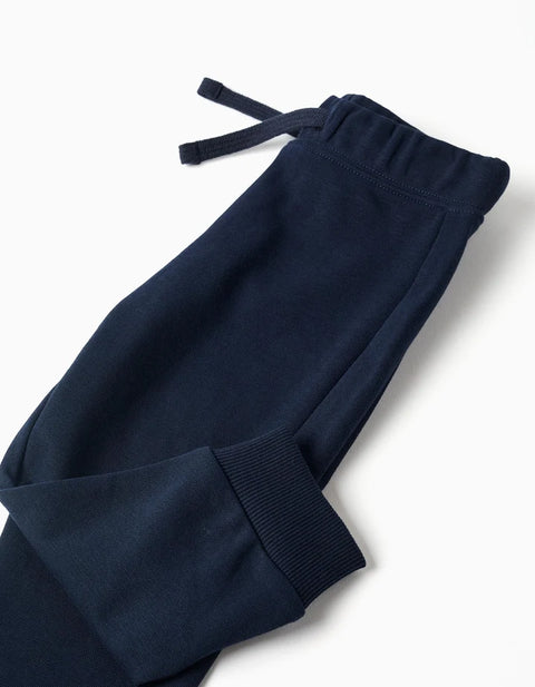 Fleece Jogging Set for Baby Boys, Dark Green/Navy Blue