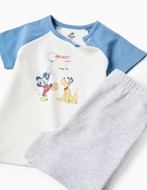 Short Pyjamas with Mickey & Pluto for Newborn and Baby Boys, Multicolour